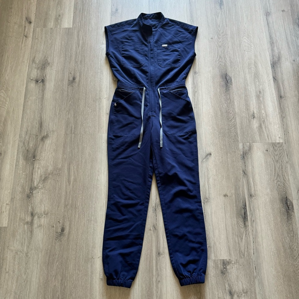 Navy Blue Figs Rafaela Cargo Scrub Jumpsuit